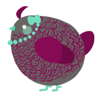 A grey and wine chicken with a double-lace pattern