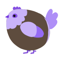 A bark and lilac chicken with a head pattern