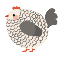A cream and grey chicken with a lace pattern