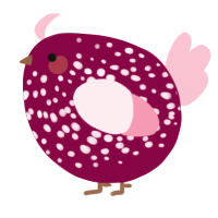 A maroon and rose chicken with a speckle pattern