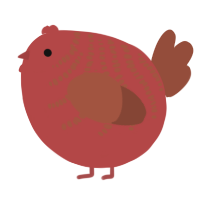 A red and russet chicken with a half-bar pattern
