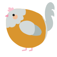 A orange and silver chicken with a head pattern