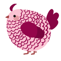 A rose and maroon chicken with a lace pattern