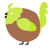 A brown and lime chicken with a head pattern