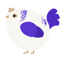 A white and indigo chicken with a neck-band pattern