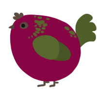 A maroon and olive chicken with a neck-speckle pattern