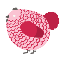 A rose and crimson chicken with a lace pattern