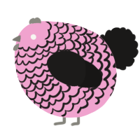 A pink and sable chicken with a lace pattern