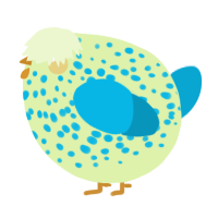 A apple and cerulean chicken with a speckle pattern