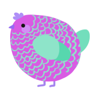 A orchid and mint chicken with a lace pattern