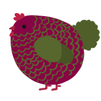 A maroon and olive chicken with a lace pattern