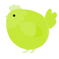 A lime chicken with a head pattern