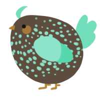 A bark and mint chicken with a speckle pattern