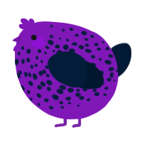 A violet and tumblr chicken with a speckle pattern