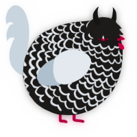 A sable and mist chicken with a lace pattern