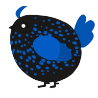 A sable and ultramarine chicken with a speckle pattern
