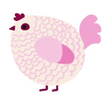 A cream and pink chicken with a lace pattern