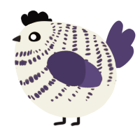 A navy and lime chicken with a bar pattern