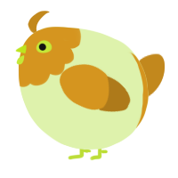 A apple and ochre chicken with a head pattern