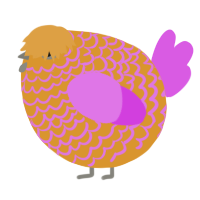 A orange and orchid chicken with a lace pattern
