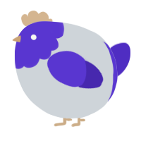 A mist and indigo chicken with a head pattern