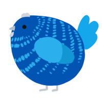 A ultramarine and sky chicken with a bar pattern