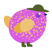 A orchid and honey chicken with a speckle pattern