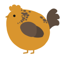 A orange and bark chicken with a neck-speckle pattern