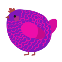 A violet and fuchsia chicken with a lace pattern