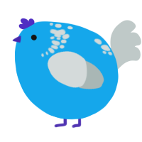 A sky and silver chicken with a neck-speckle pattern