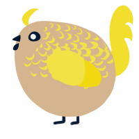 A beige and yellow chicken with a half-lace pattern