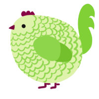 A apple and grass chicken with a lace pattern
