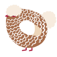 A brown and cream chicken with a lace pattern