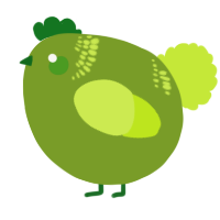 A chartreuse and lime chicken with a neck-band pattern
