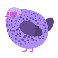 A lilac and overcast chicken with a speckle pattern