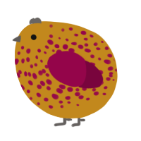 A ochre and maroon chicken with a speckle pattern
