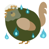 A olive and beige chicken