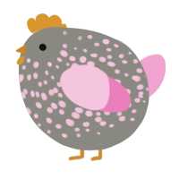 A ash and pink chicken with a speckle pattern