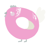 A pink and white chicken with a neck-band pattern