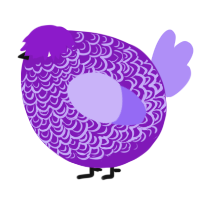 A violet and lilac chicken with a double-lace pattern