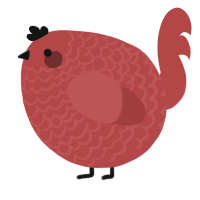 A red chicken with a lace pattern