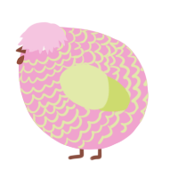 A pink and lemon chicken with a lace pattern