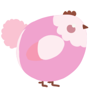 A pink and rose chicken with a head pattern