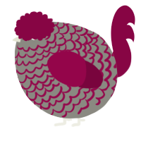 A ash and maroon chicken with a lace pattern