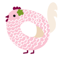 A rose and cream chicken with a lace pattern