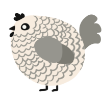 A cream and ash chicken with a lace pattern