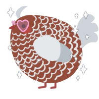 A russet and mist chicken with a lace pattern