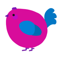 A fuchsia and sapphire chicken