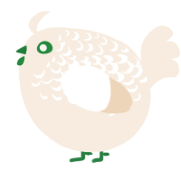 A cream chicken with a half-lace pattern