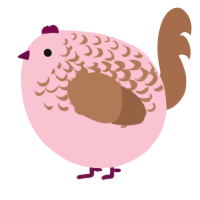 A rose and brown chicken with a half-lace pattern